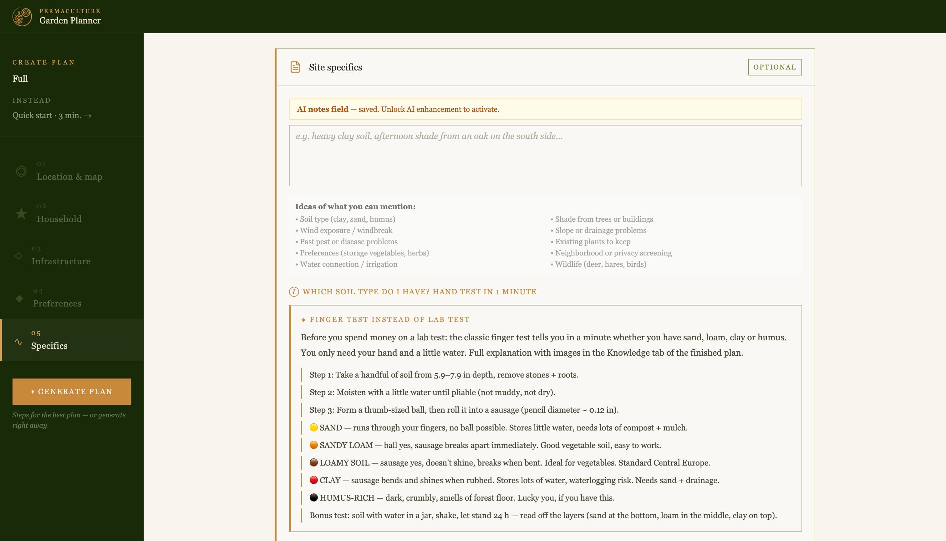 Planner — specifics and individual notes